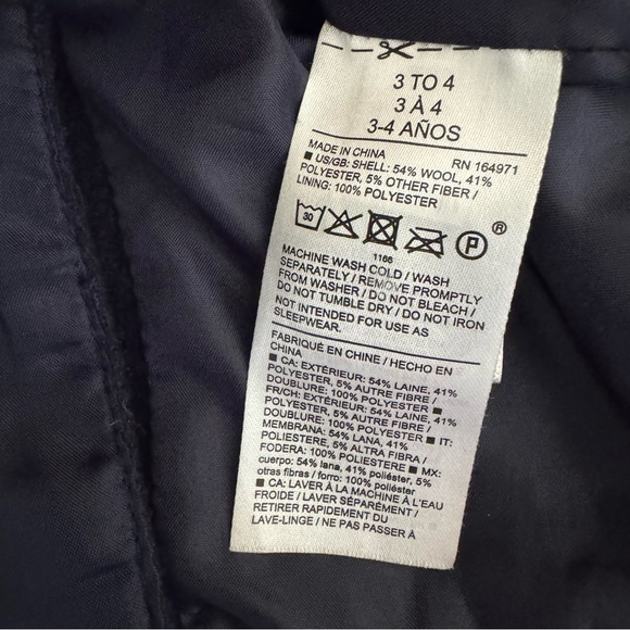 Janie and Jack Wool Navy Blue Coat Jacket Blazer Anchor Buttons size 3-4 - Picture 4 of 4